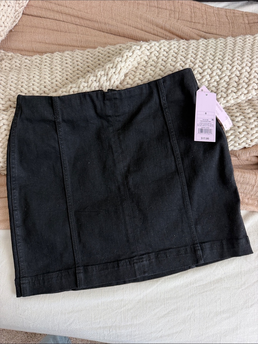 NWT Classic Black denim Mini Skirt - Clean Panel Detail